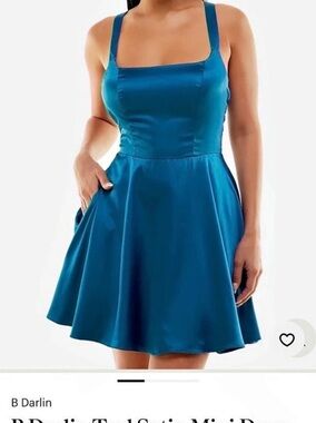 B. Darlin Satin Mini Dress in teal Size 11/12